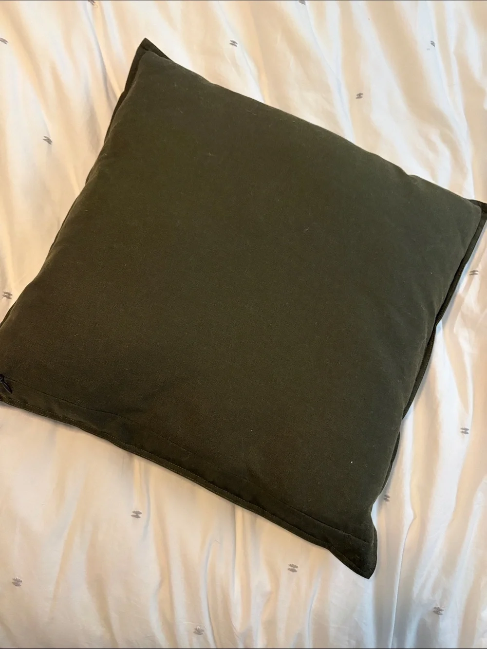 Olive Green Square Throw Pillow